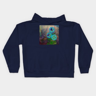 Blue flowers and butterflies Kids Hoodie